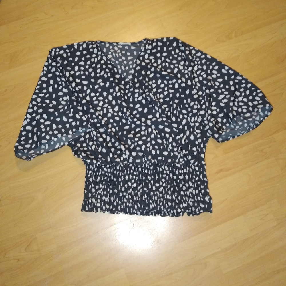 Chic Soul Grey and White Dotted Shirt - Size 1X